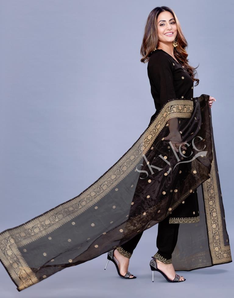 Black Kurti With Pant And Dupatta | Leemboodi