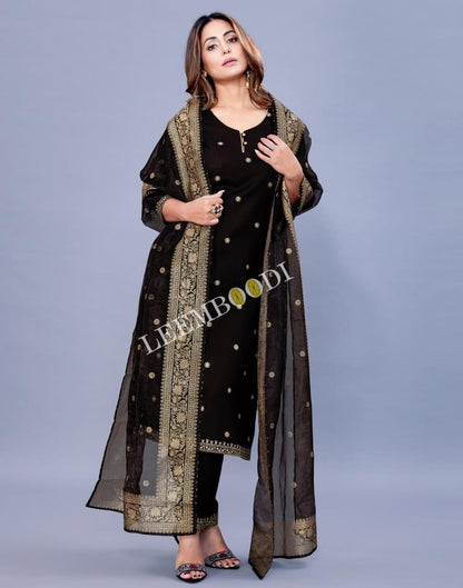 Black Kurti With Pant And Dupatta | Leemboodi