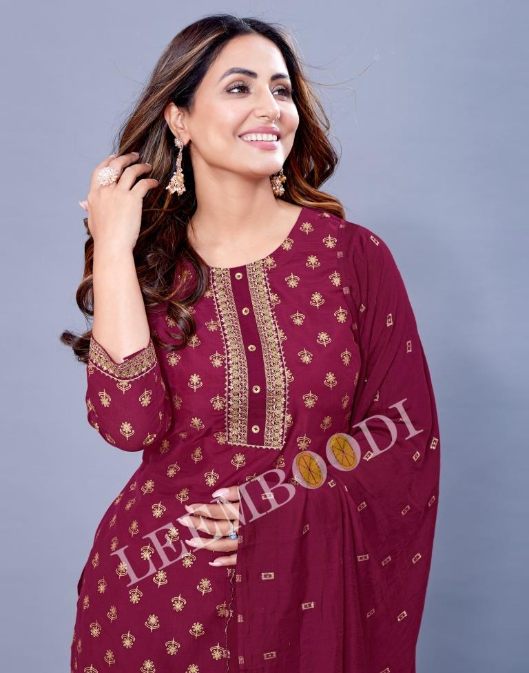 Cherry Pink Kurti With Palazzo And Dupatta | Leemboodi