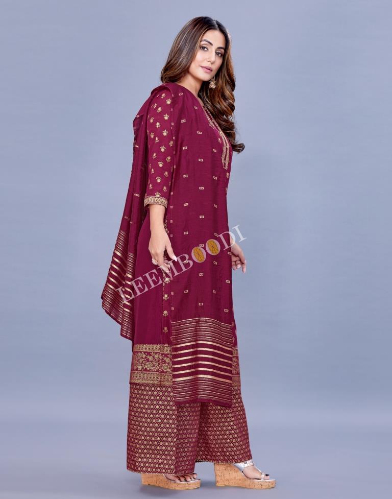 Cherry Pink Kurti With Palazzo And Dupatta | Leemboodi