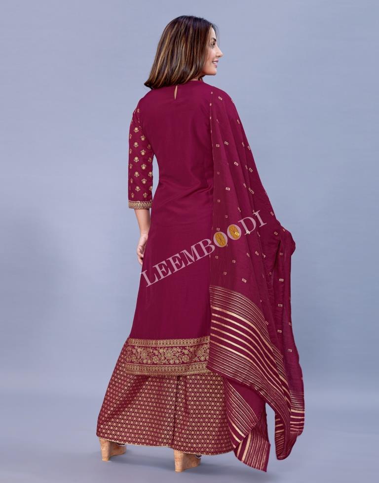 Cherry Pink Kurti With Palazzo And Dupatta | Leemboodi