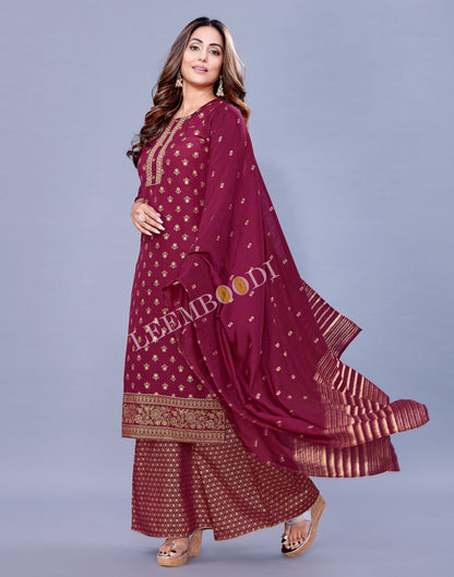 Cherry Pink Kurti With Palazzo And Dupatta | Leemboodi