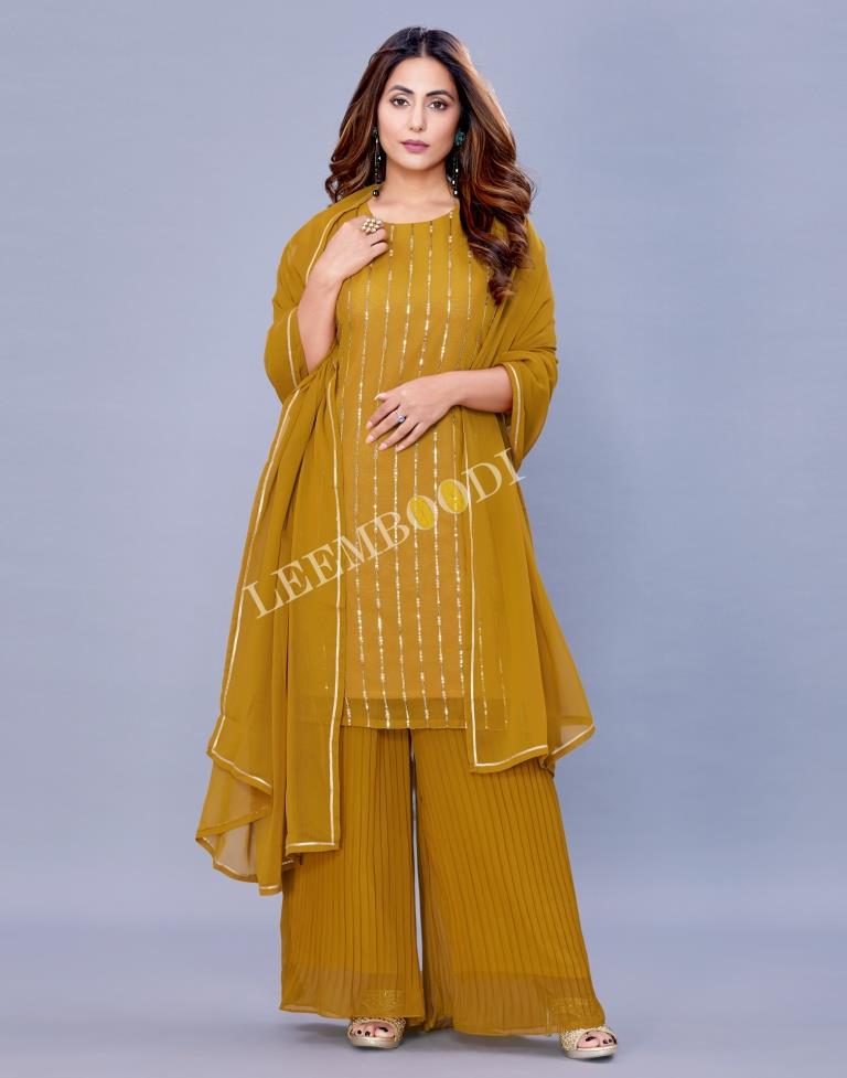 Mustard Kurti With Palazzo And Dupatta | Leemboodi