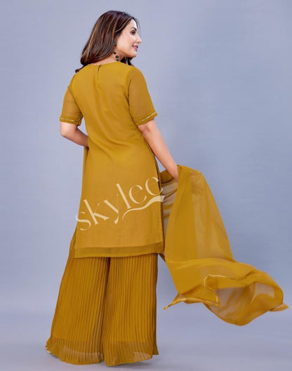 Mustard Kurti With Palazzo And Dupatta | Leemboodi