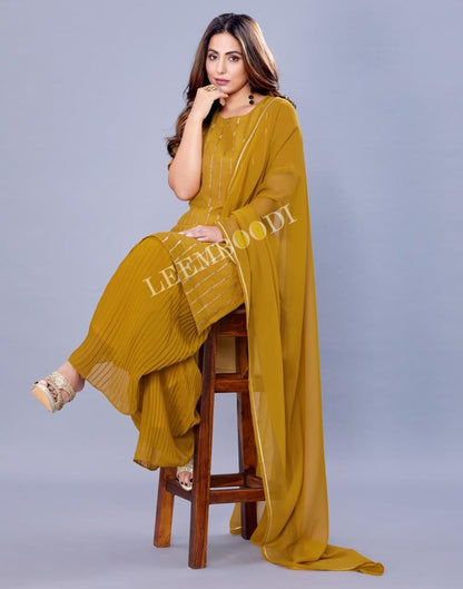 Mustard Kurti With Palazzo And Dupatta | Leemboodi