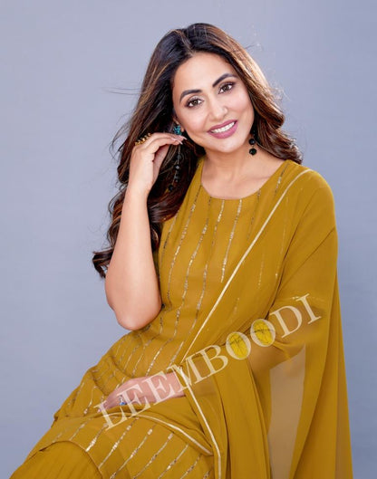 Mustard Kurti With Palazzo And Dupatta | Leemboodi