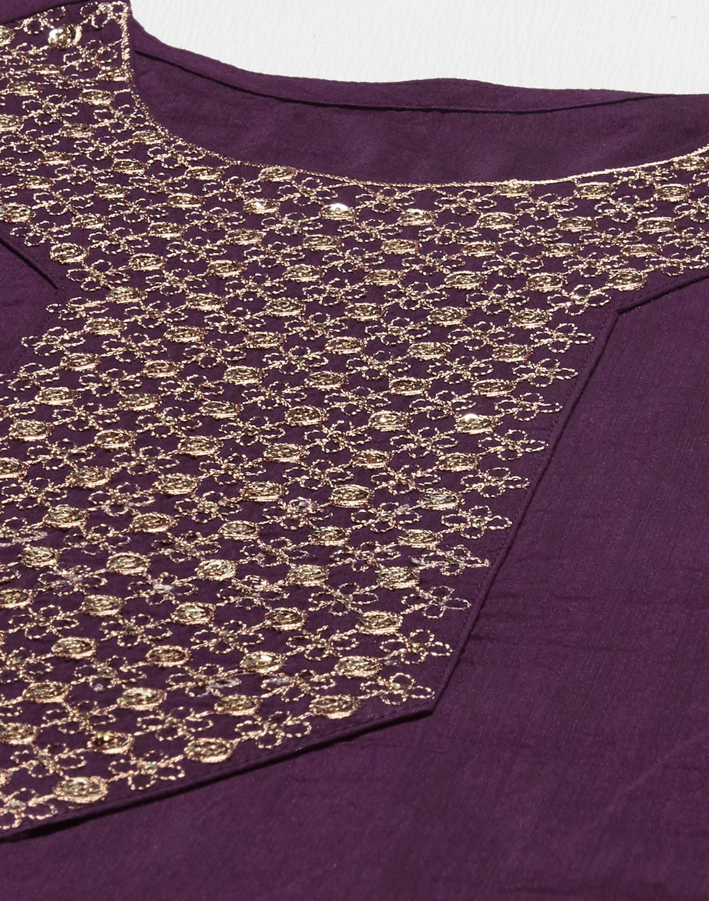 Wine Plain Chinnon Straight Kurta