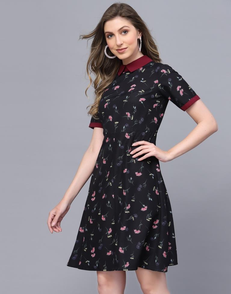 Black A-line Dress | Leemboodi