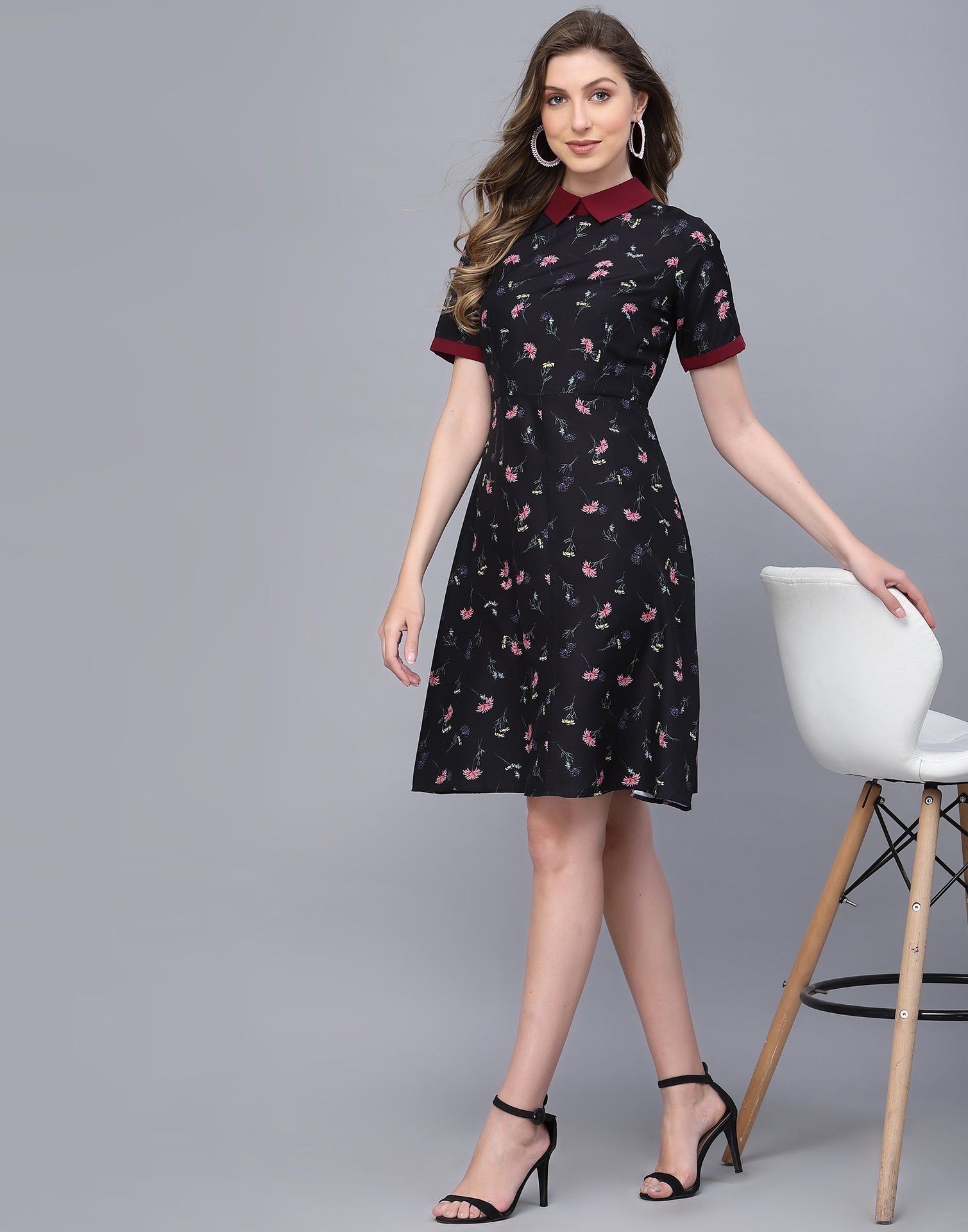 Black A-line Dress | Leemboodi