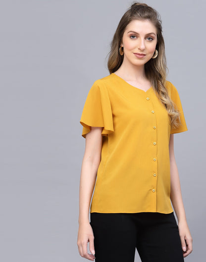 Mustared Flared Sleeves Top | Sudathi