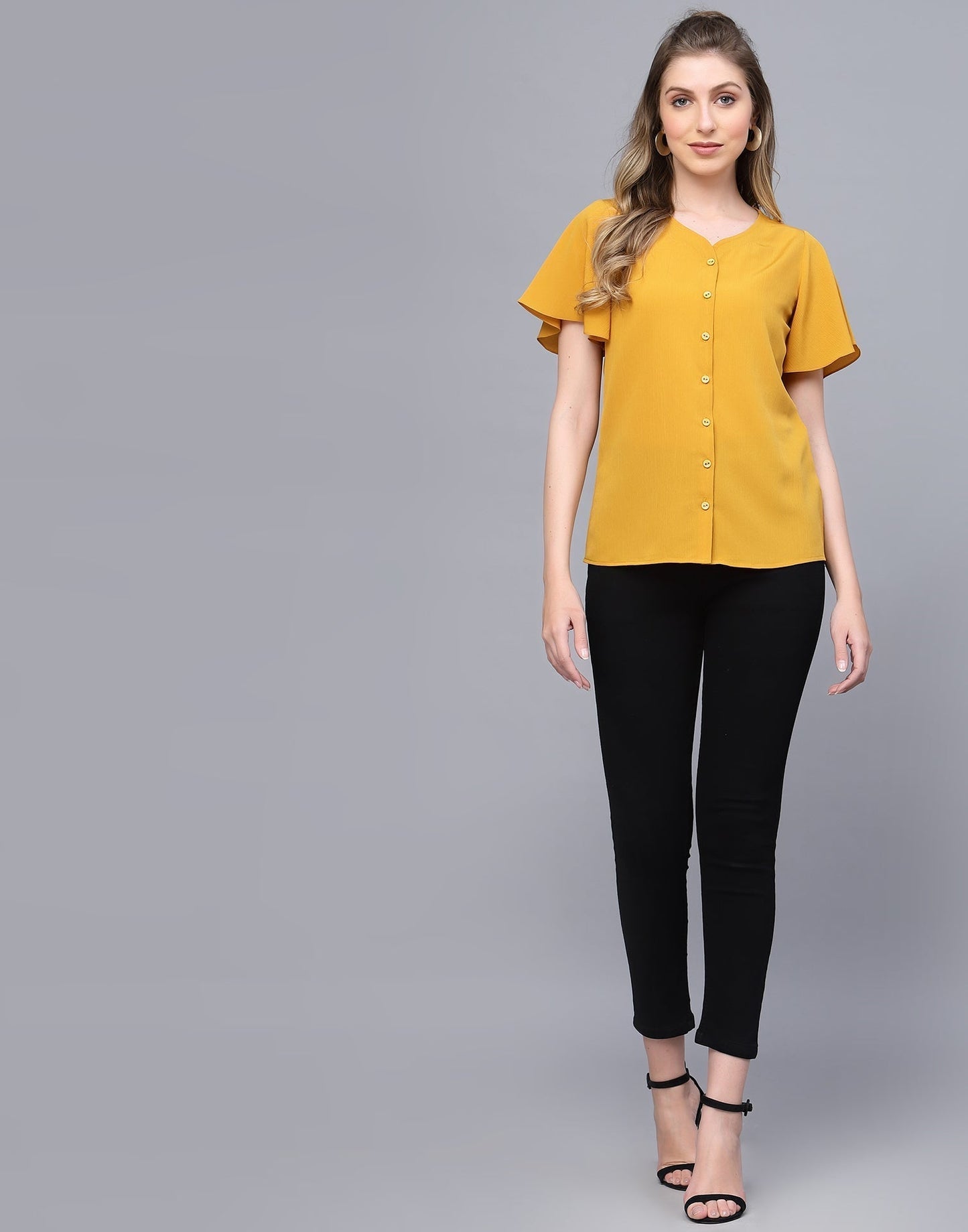 Mustared Flared Sleeves Top | Sudathi