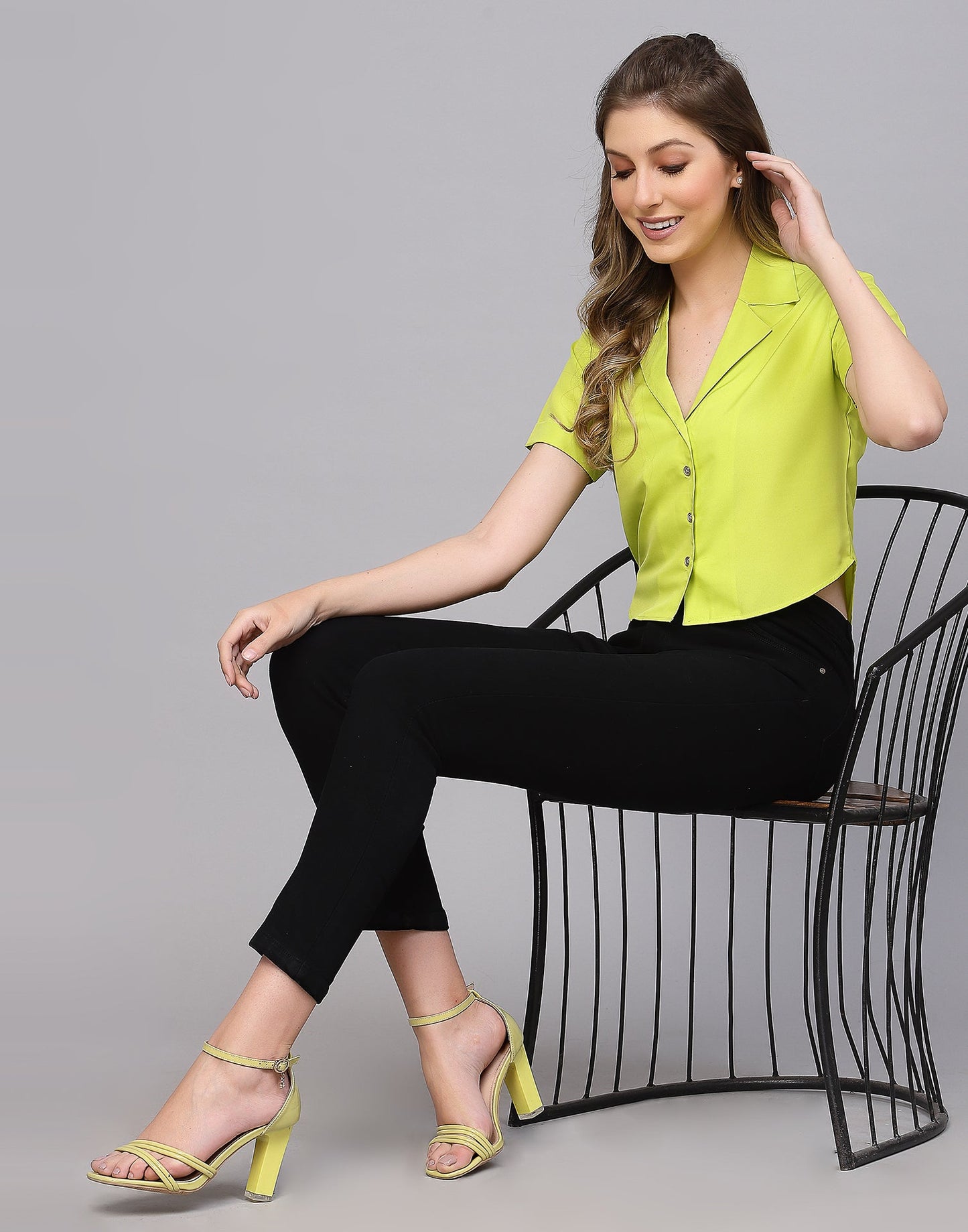 Neon Polyester Crop Shirt | Sudathi