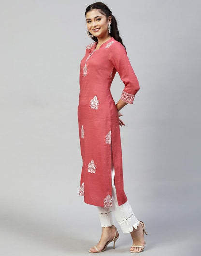 Coral Pink Embroidered Kurti | Sudathi