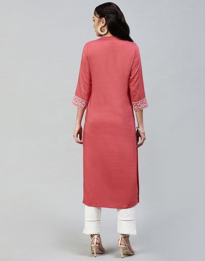 Coral Pink Embroidered Kurti | Sudathi
