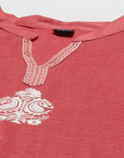 Coral Pink Embroidered Kurti | Sudathi