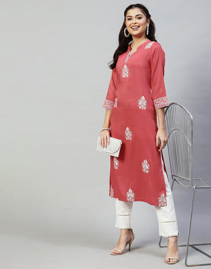 Coral Pink Embroidered Kurti | Sudathi