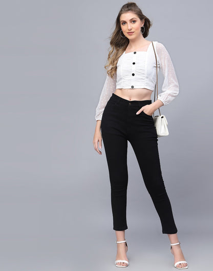 Off White Self Design Top | Leemboodi