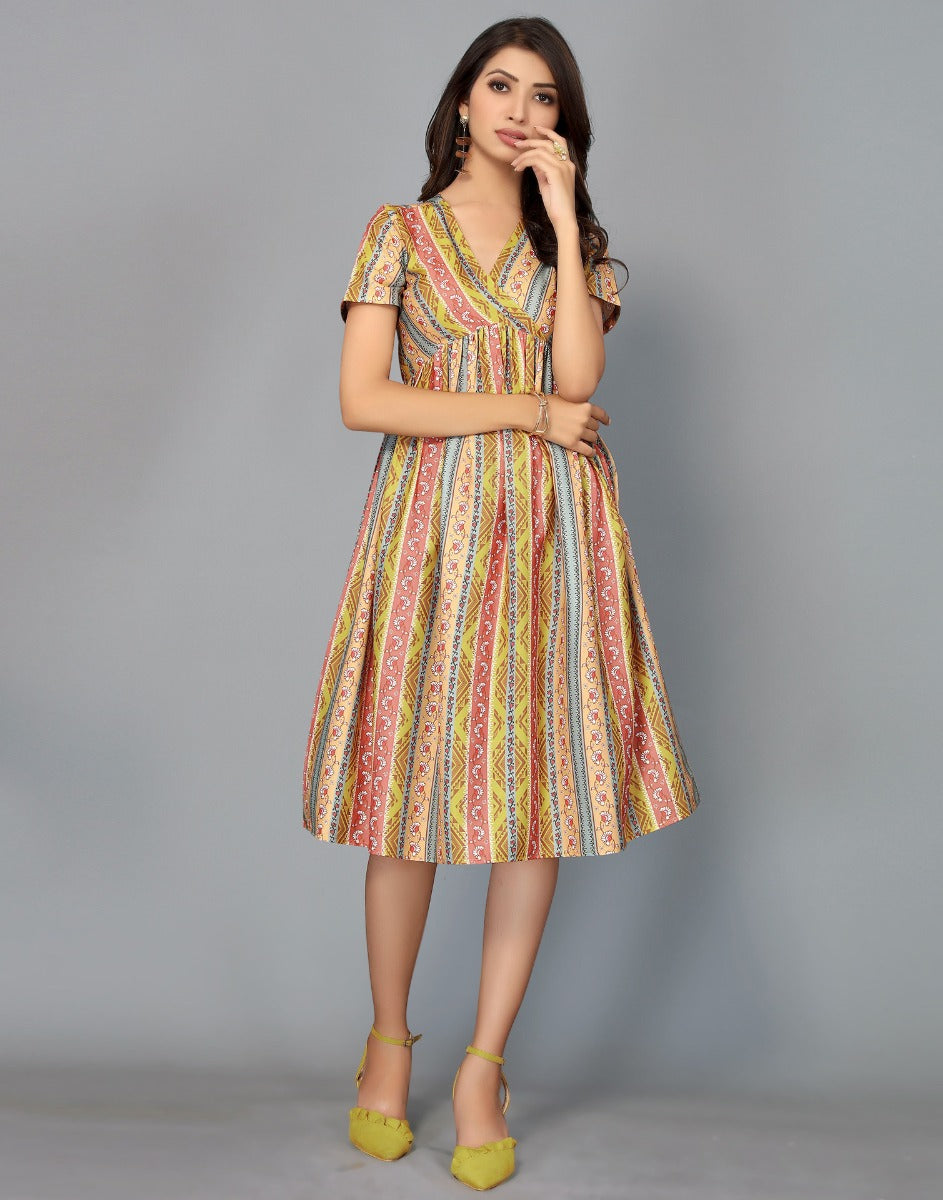 Multicoloured Ethnic Dress | Leemboodi