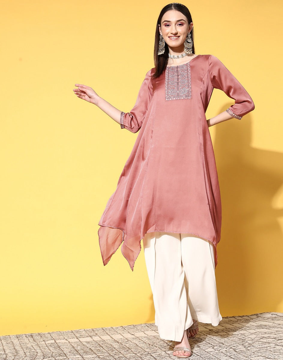 Peach Asymmetric Kurti | Sudathi