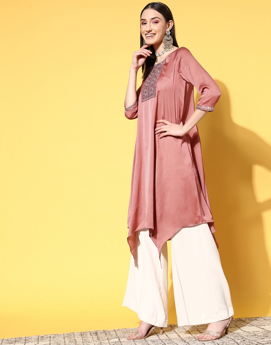 Peach Asymmetric Kurti | Sudathi