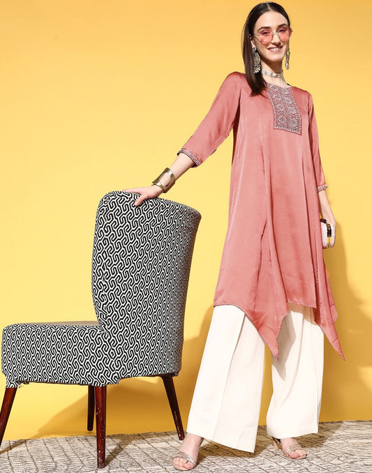 Peach Asymmetric Kurti | Sudathi
