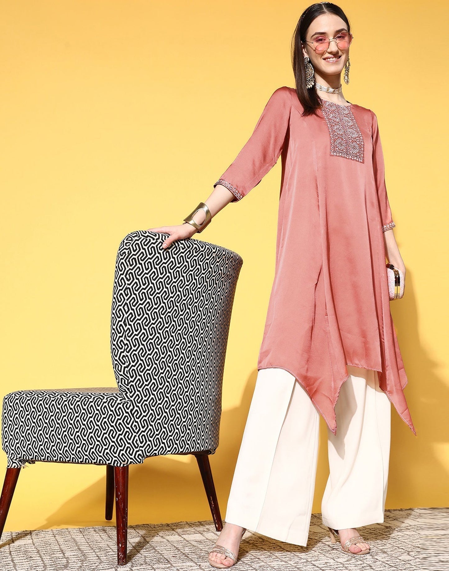 Peach Asymmetric Kurti | Sudathi