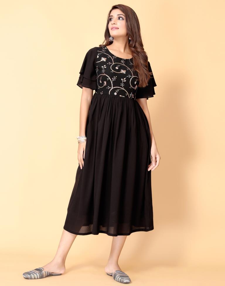 Black Flared Kurti | Sudathi