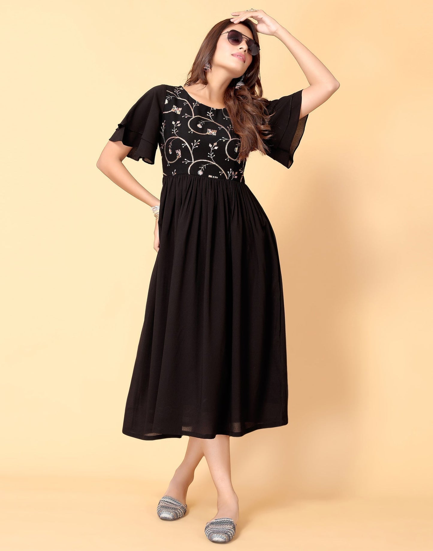 Black Flared Kurti | Sudathi