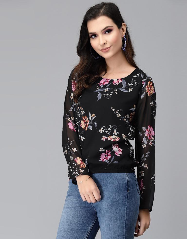 Black Floral Top | Leemboodi