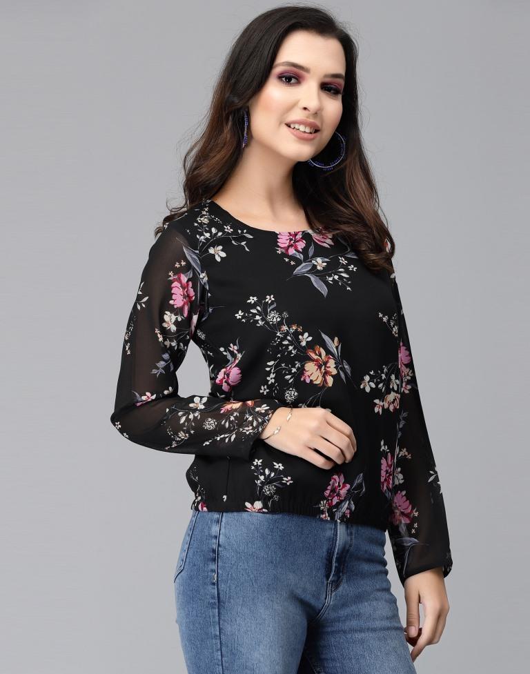 Black Floral Top | Leemboodi