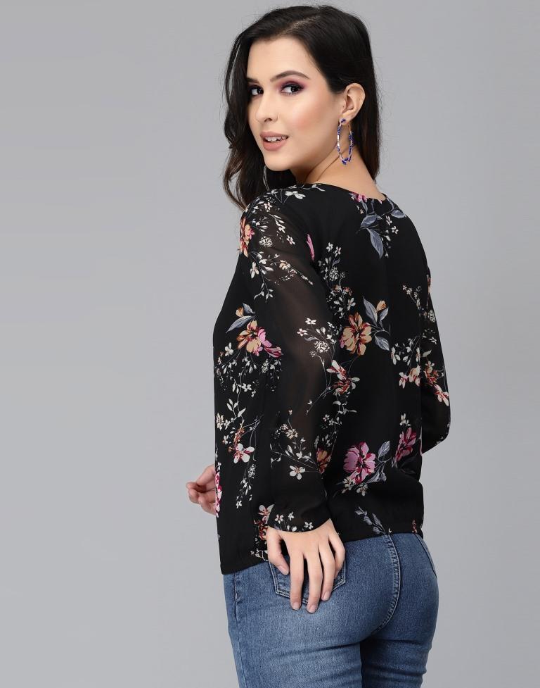 Black Floral Top | Leemboodi