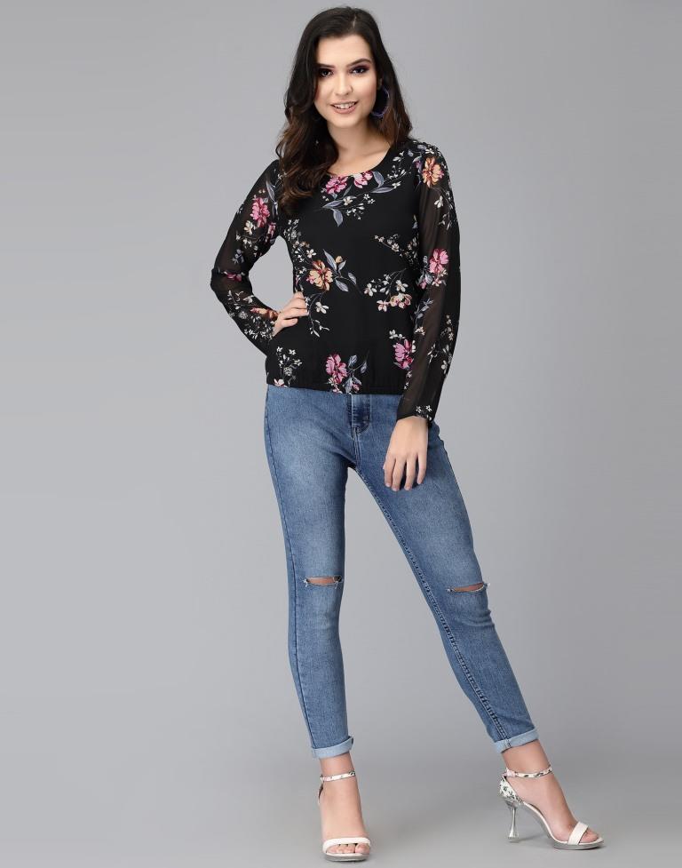 Black Floral Top | Leemboodi