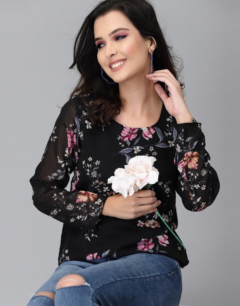 Black Floral Top | Leemboodi