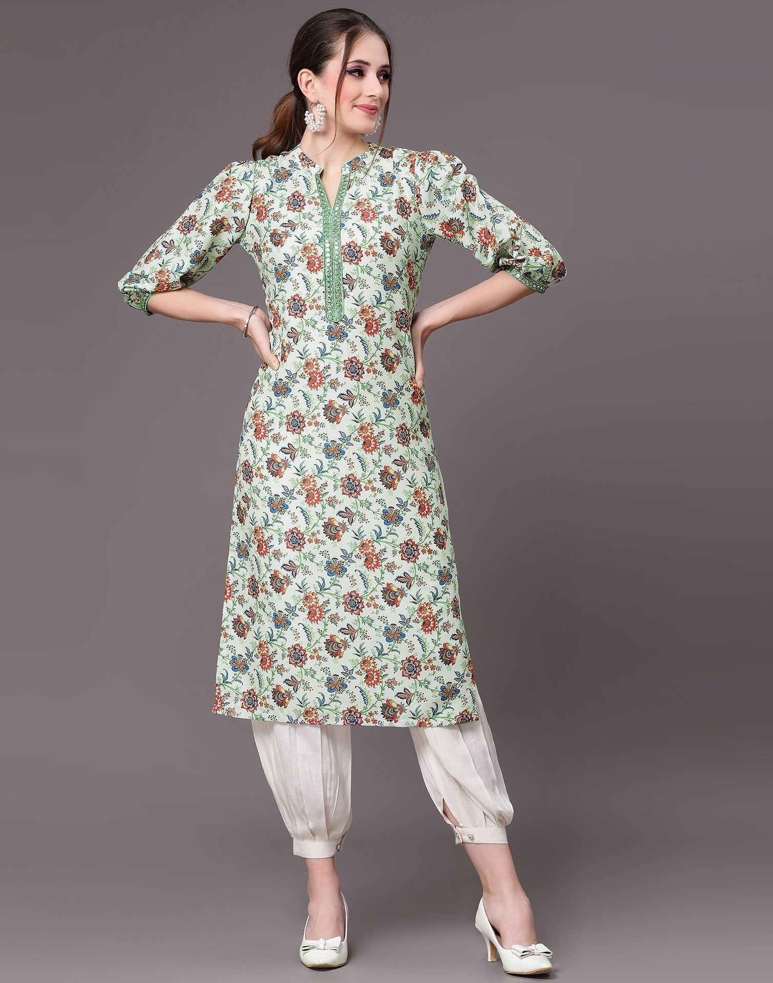 Pista Green Embroidered Kurti | Sudathi