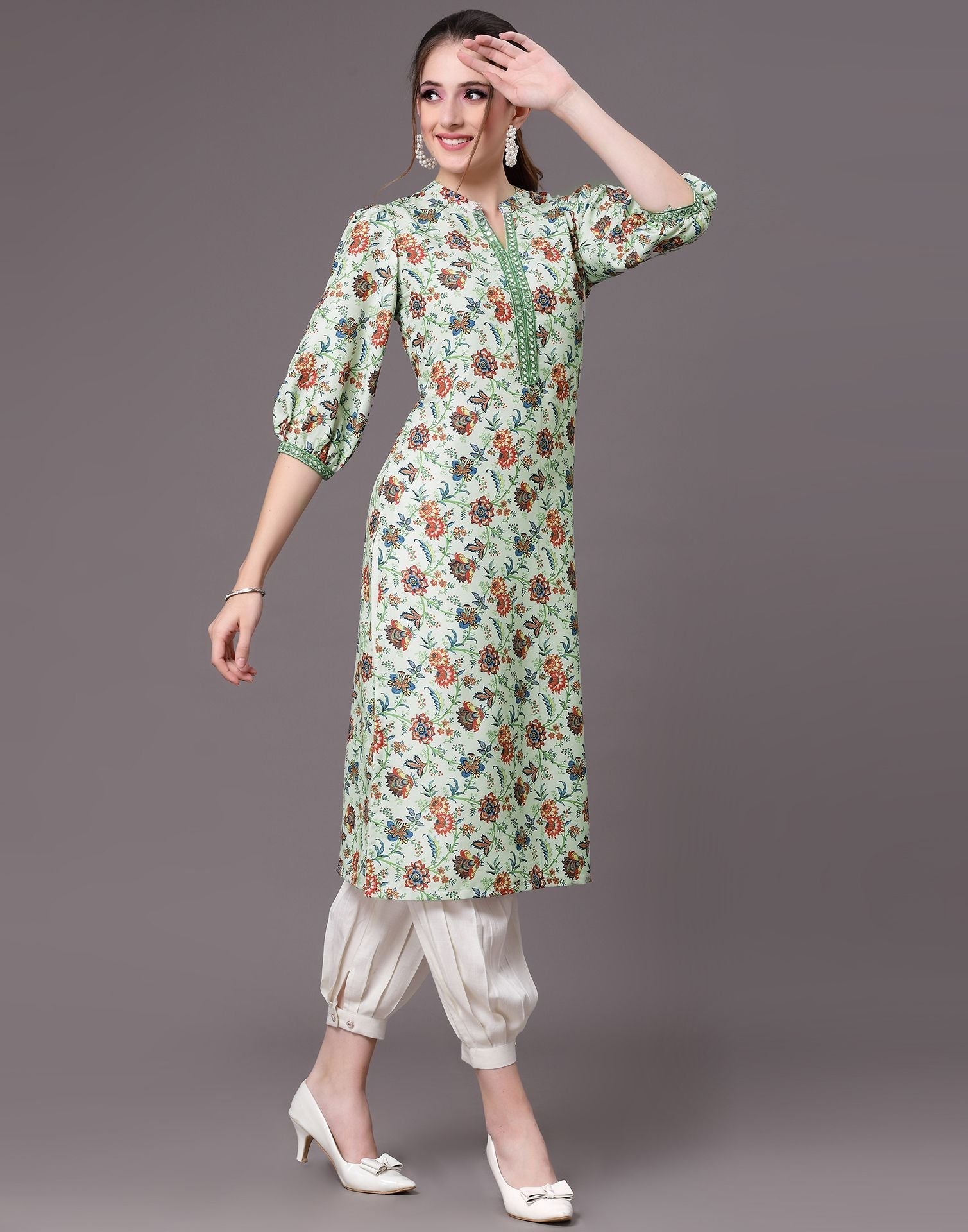 Pista Green Embroidered Kurti | Sudathi