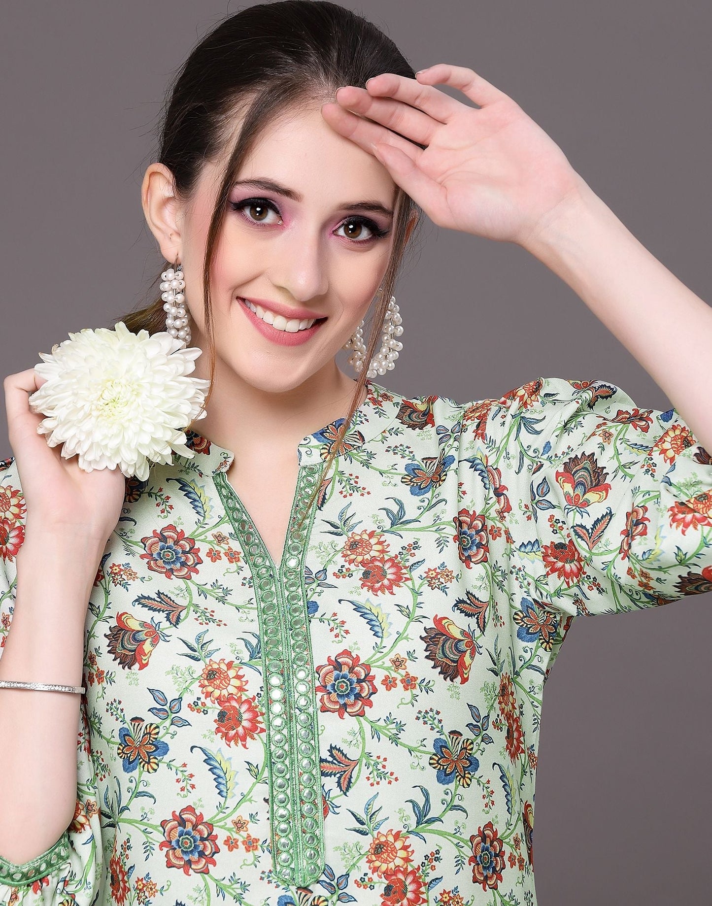 Pista Green Embroidered Kurti | Sudathi