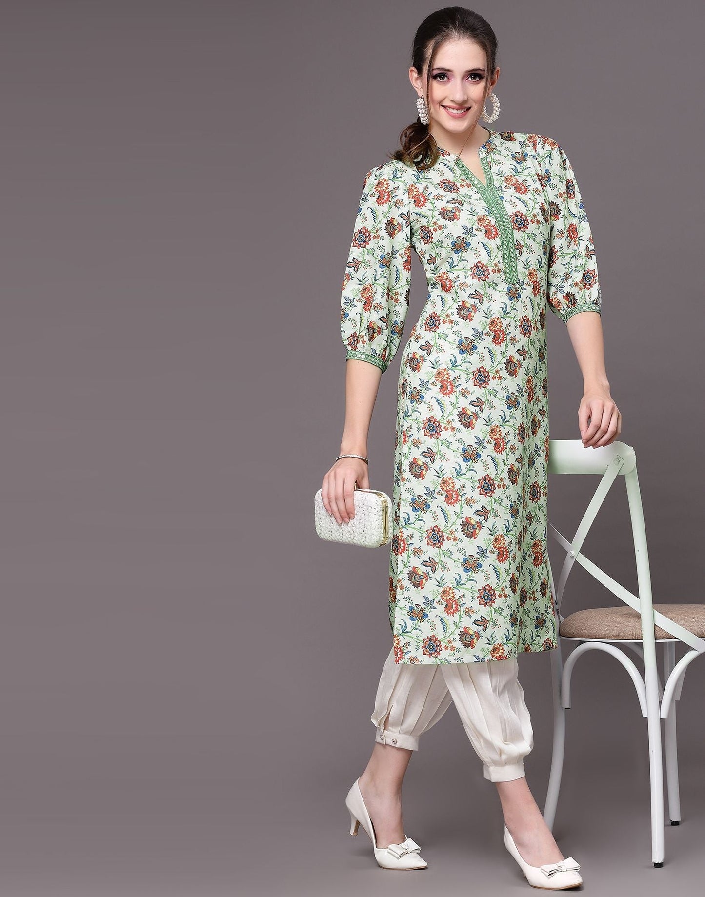 Pista Green Embroidered Kurti | Sudathi