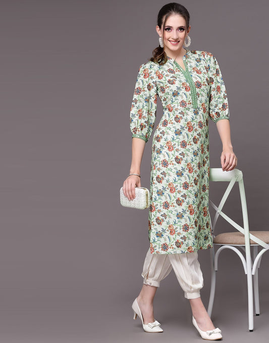 Pista Green Embroidered Kurti | Sudathi