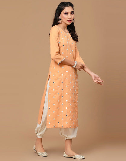 Peach Embroidered Kurti | Leemboodi