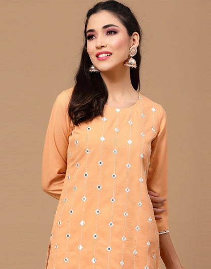 Peach Embroidered Kurti | Leemboodi