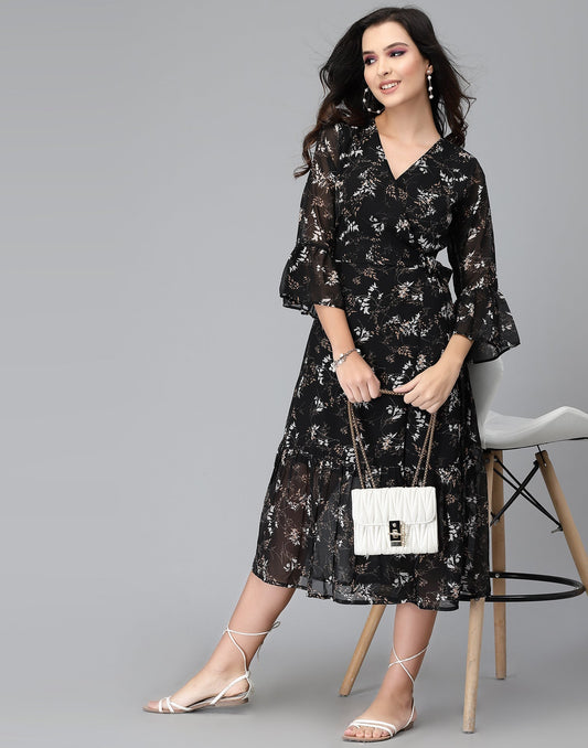 Black Ruffled Dress | Leemboodi