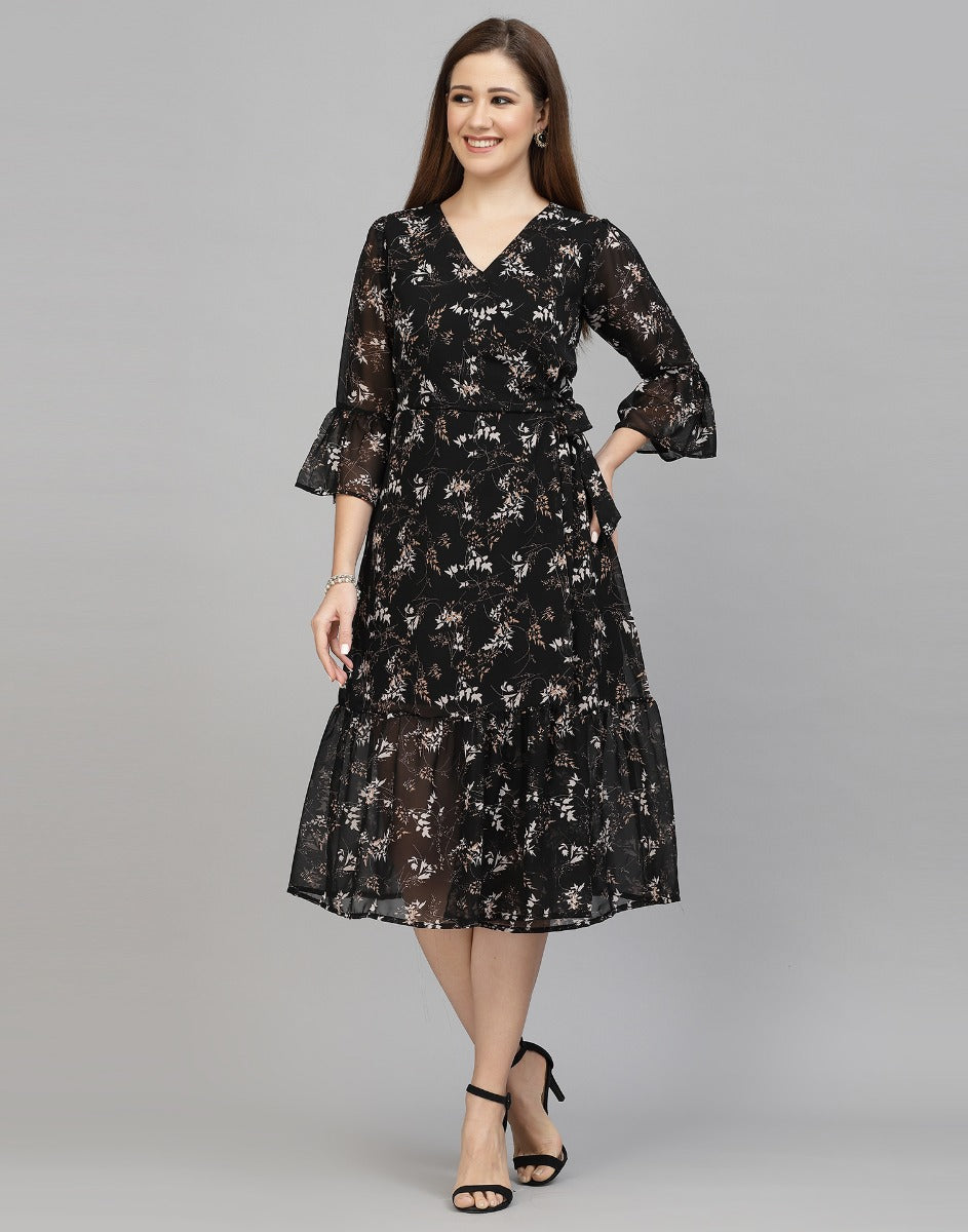 Black Ruffled Dress | Leemboodi