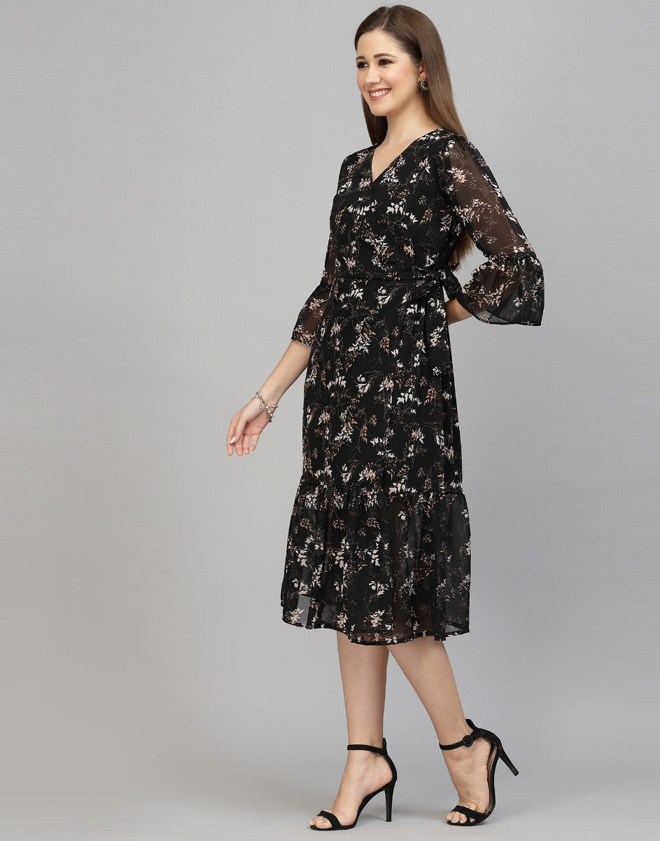 Black Ruffled Dress | Leemboodi