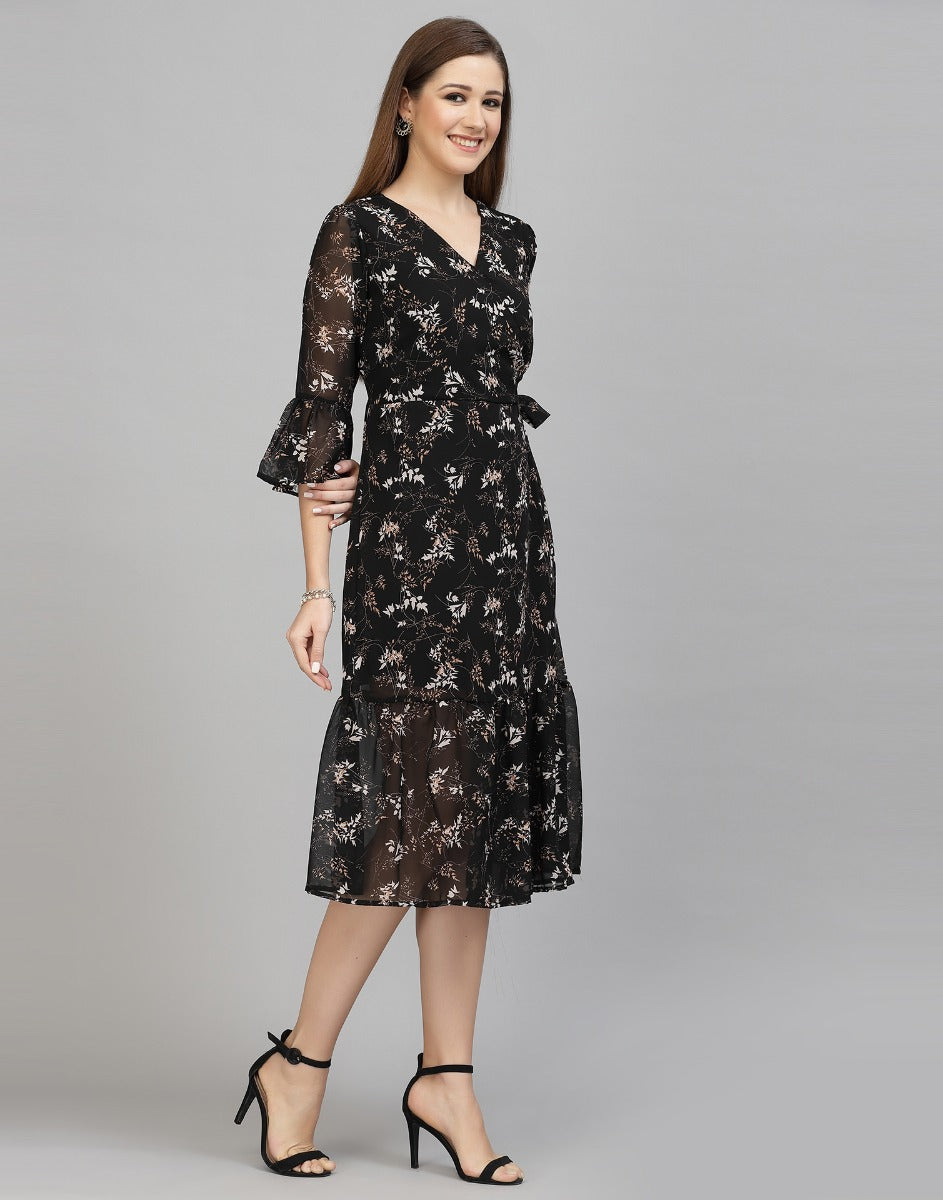 Black Ruffled Dress | Leemboodi