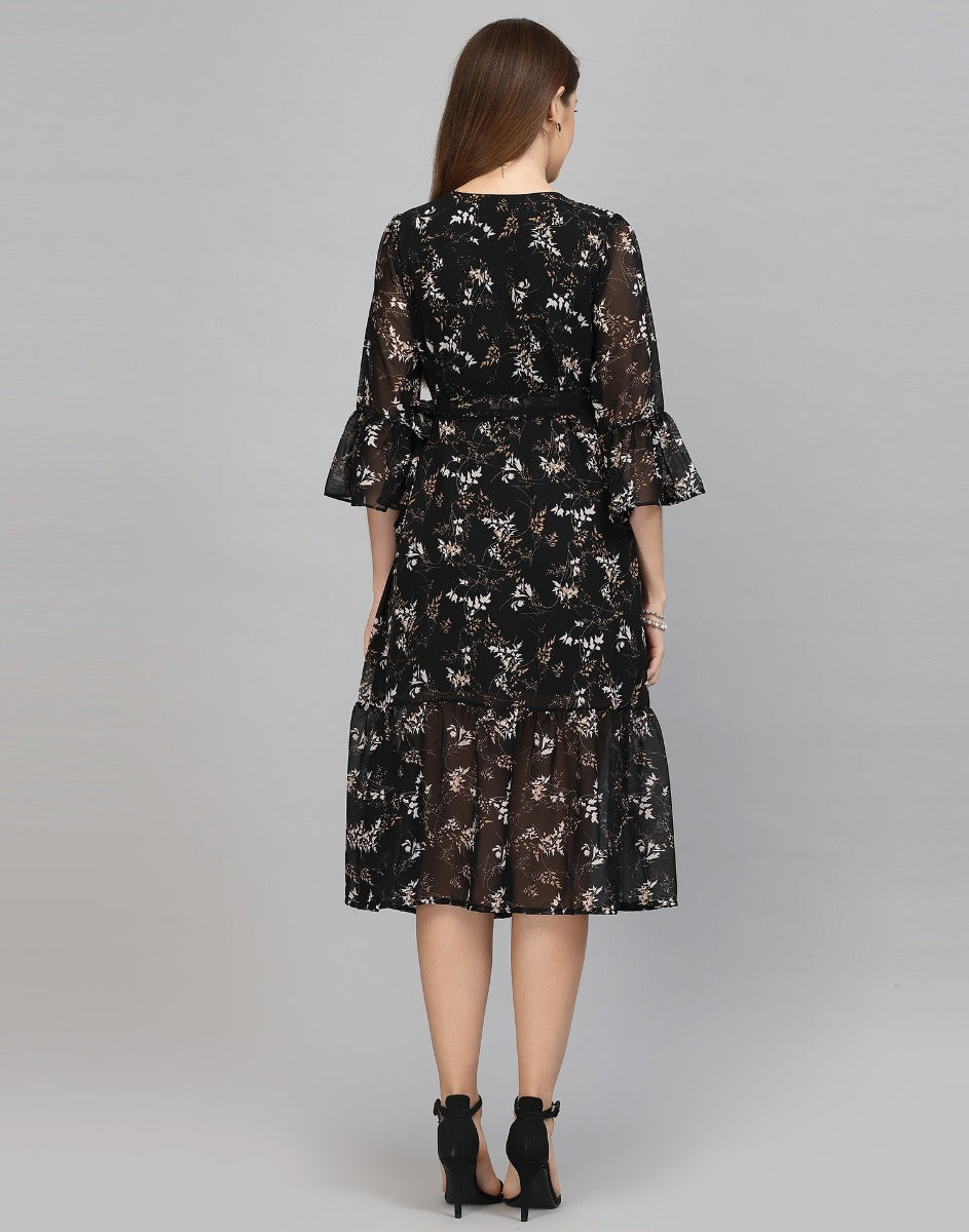Black Ruffled Dress | Leemboodi
