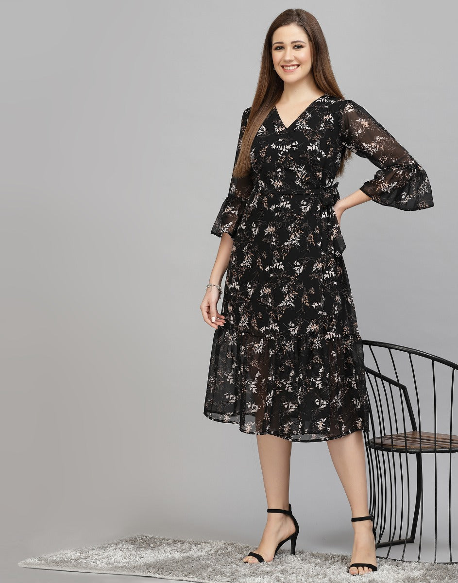 Black Ruffled Dress | Leemboodi