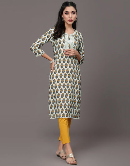 Multicoloured Embroidery Straight Kurta