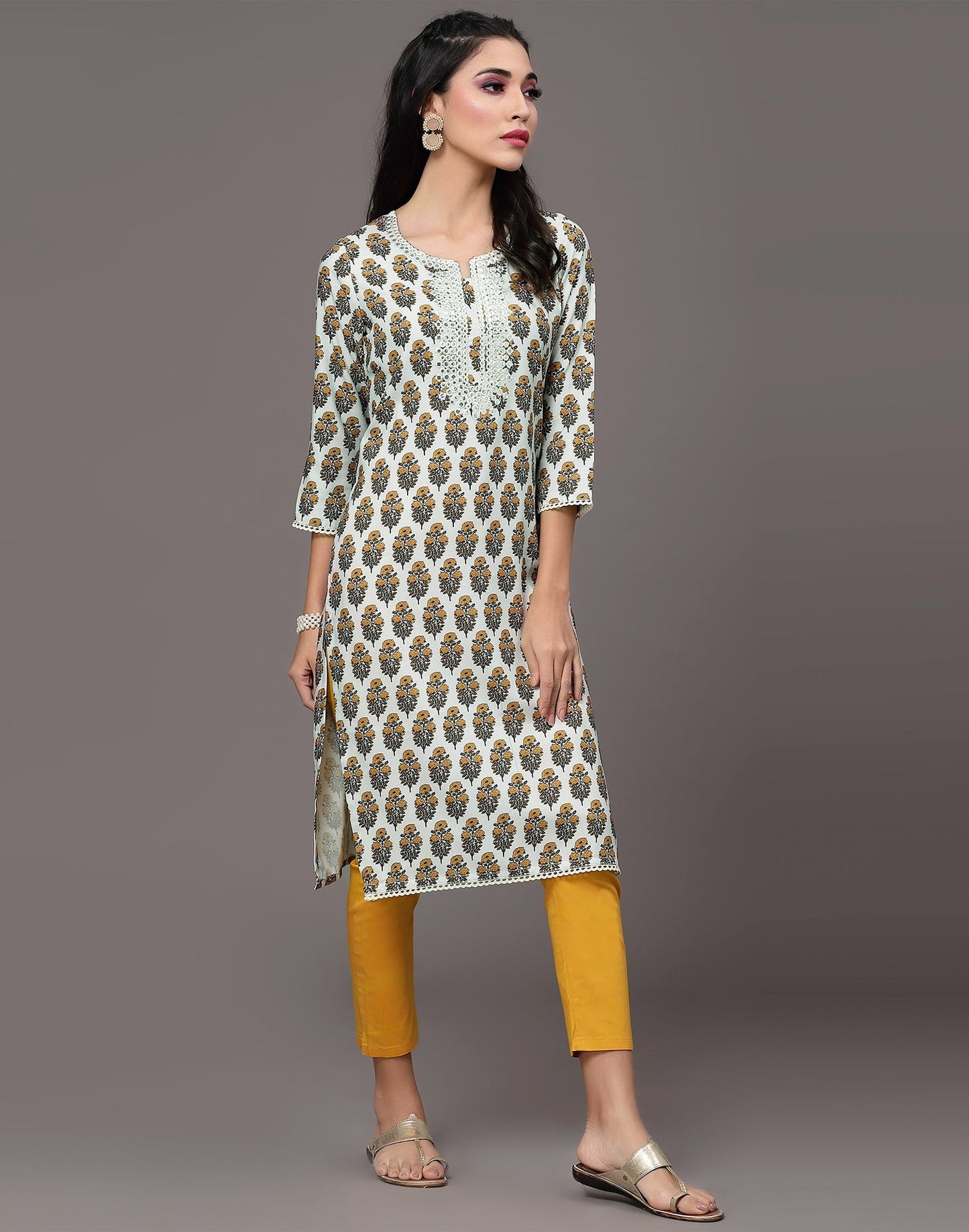 Multicoloured Embroidery Straight Kurta