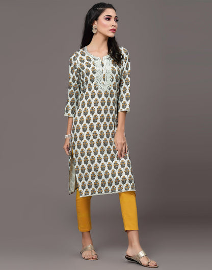 Multicoloured Embroidery Straight Kurta