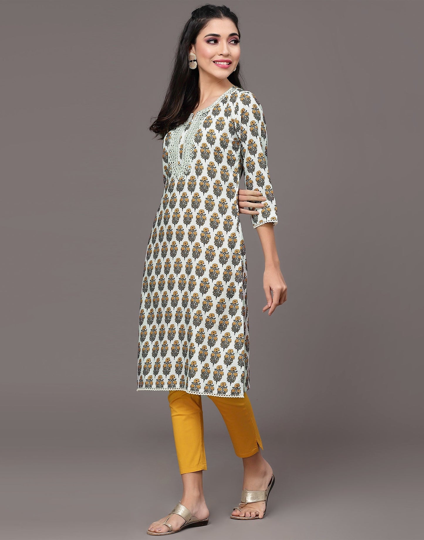 Multicoloured Embroidery Straight Kurta